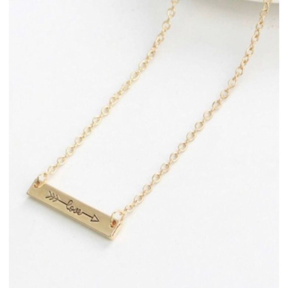 ***FSU** NWT Golden Threads Dainty Love Arrow Bar Necklace